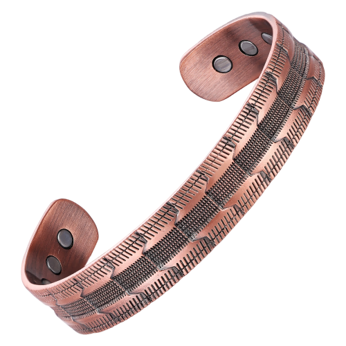 Wholesale Vintage Pure Copper Magnetic Cuff Bracelet | Antique Texture | Free Custom Logo & OEM