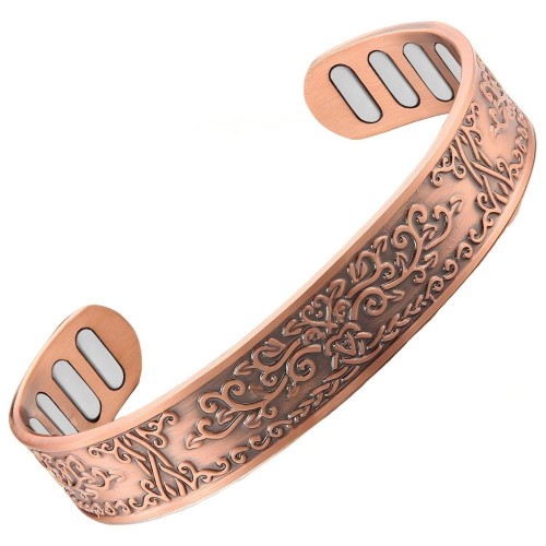 Premium 5X Magnetic Copper Bracelet | Vintage Engraved Cuff for Arthritis Relief