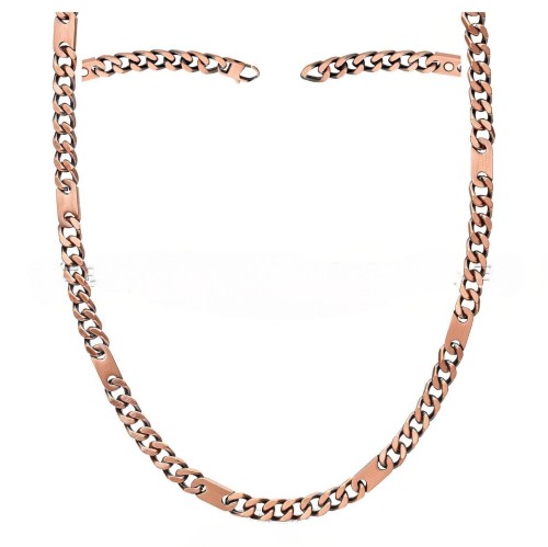 Pure Red Copper Necklace for Men & Women, 60cm Solid Copper Chain with Flat Bar Links, 6mm Wide Heavy Duty Therapeutic Copper Jewelry, Antique Style Gift for Him/Her